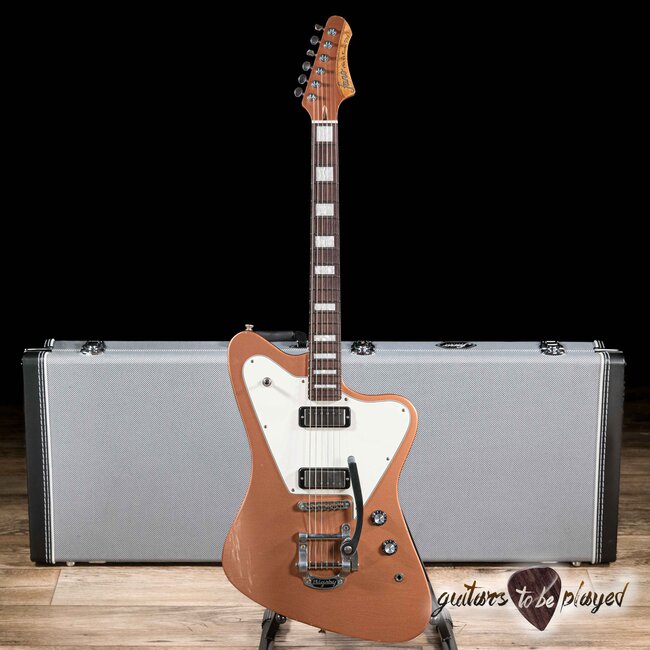 Fano PX6 Alt de Facto Mahogany Set Neck Mini HB Guitar w/ Bigsby & Case – Copper