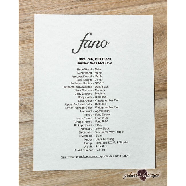 Fano PX6 Oltre Maple Neck P-90 Guitar w/ Gigbag – Bull Black