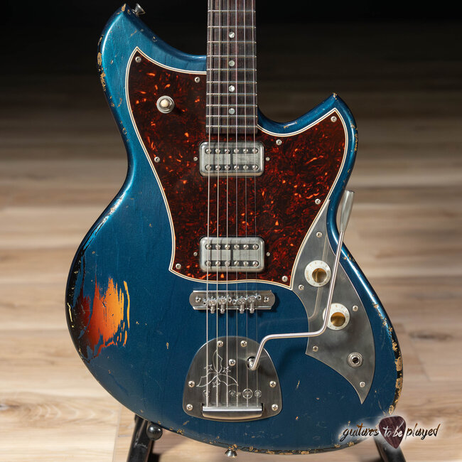 Novo Custom Serus J HH Guitar w/ Lollartrons – Lake Como Blue over '64 Burst
