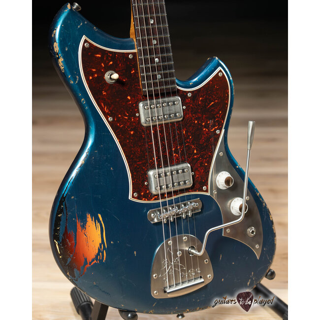 Novo Custom Serus J HH Guitar w/ Lollartrons – Lake Como Blue over '64 Burst