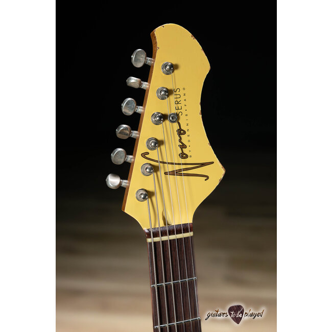 Novo Nucleus Serus J Baritone Guitar w/ Lollar Mini Broilers – Vintage Cream