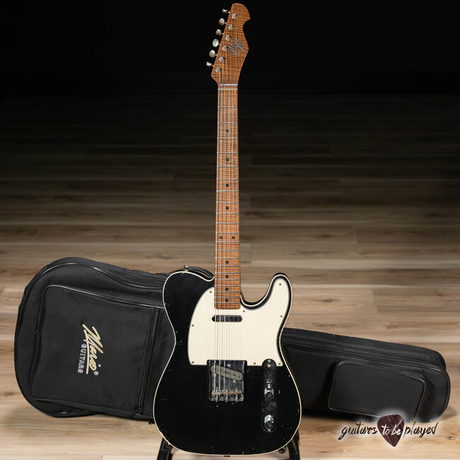 Mario Martin Guitars Paulownia T-Style w/ Lollar A3's & Flame Roasted Neck - Black