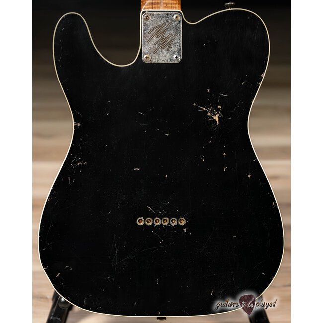 Mario Martin Guitars Paulownia T-Style w/ Lollar A3's & Flame Roasted Neck - Black