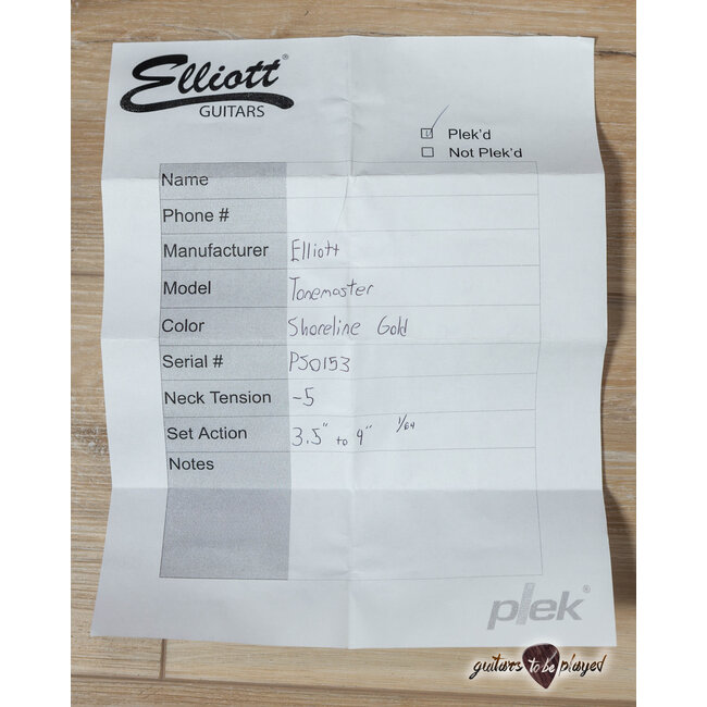 Elliott Peter Stroud Tonemaster Hardtail Electric Guitar – Shoreline Gold