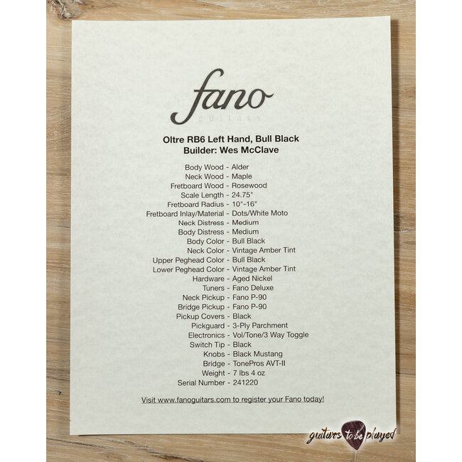 Fano RB6 Oltre Left-Handed P-90 Guitar w/ Gigbag – Bull Black