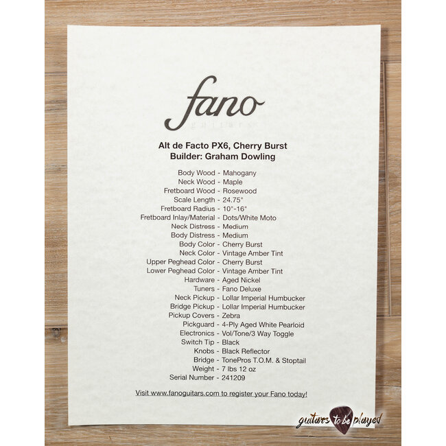 Fano PX6 Alt de Facto Maple/Mahogany Lollar Imperials w/ Case – Cherry Burst