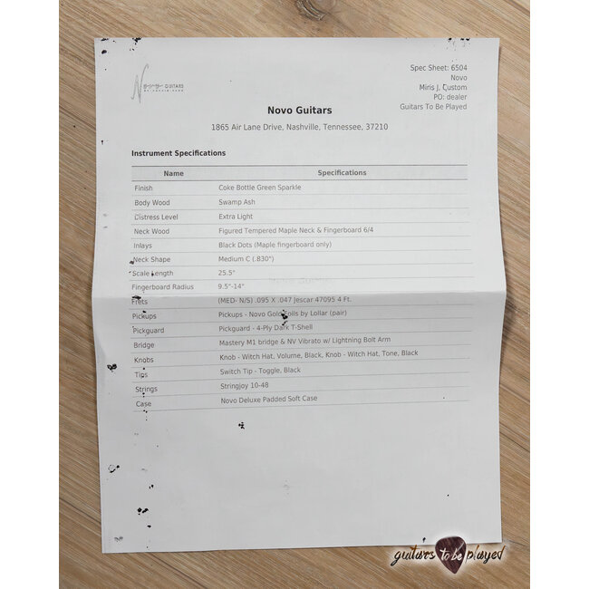 Novo Custom Miris J Semi-Hollow w/ Gold Foils – Coke Bottle Green Sparkle