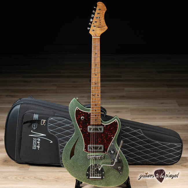 Novo Custom Miris J Semi-Hollow w/ Gold Foils – Coke Bottle Green Sparkle