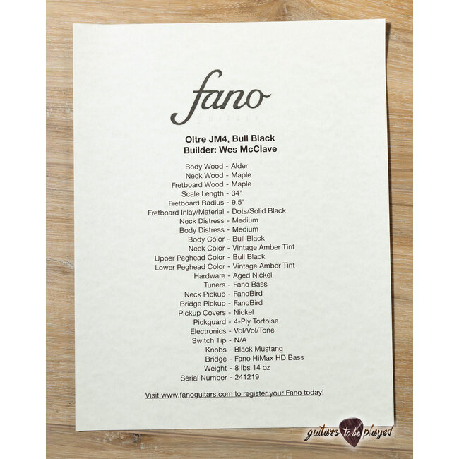 Fano JM4 Oltre Maple Neck Electric Bass w/ Gigbag – Bull Black