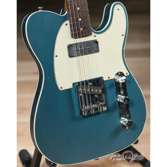 Mario Martin Guitars Pine T-Style w/ Lollar P-90 & J Street – Lake Placid Blue