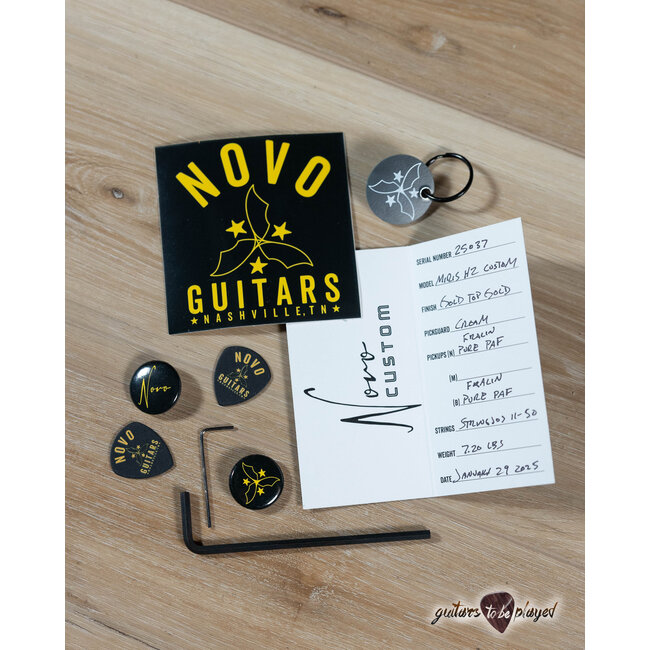 Novo Custom Miris H2 Semi-Hollow 24.75" Scale w/ Fralin Pure PAF's – Gold Top