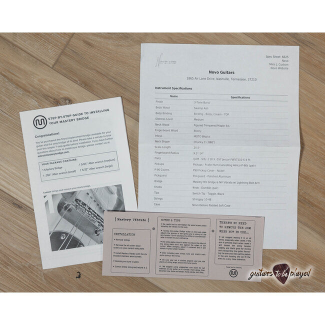 Novo Custom Miris J w/ Figured Maple, Ebony & Hum-Cancelling P90s – 3-Tone Burst