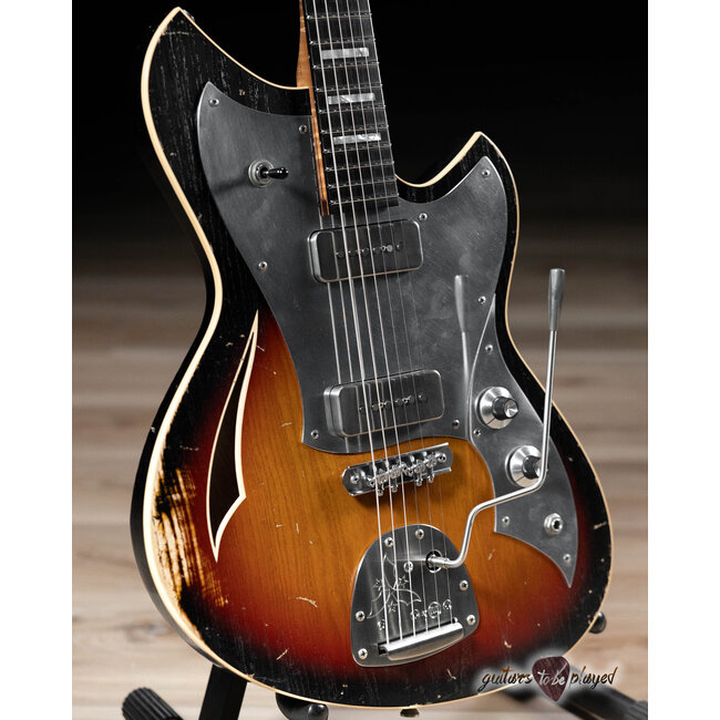 Novo Custom Miris J w/ Figured Maple, Ebony & Hum-Cancelling P90s – 3-Tone Burst