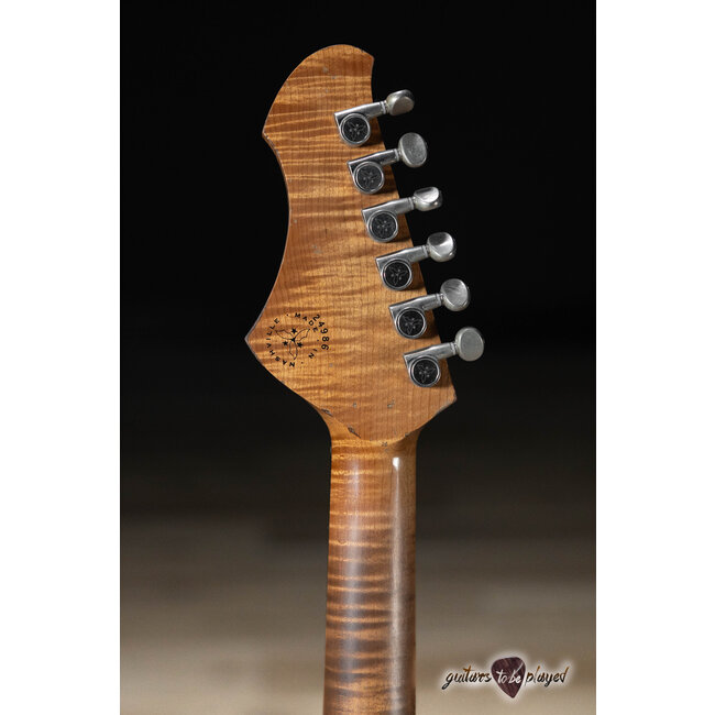 Novo Custom Miris J w/ Figured Maple, Ebony & Hum-Cancelling P90s – 3-Tone Burst