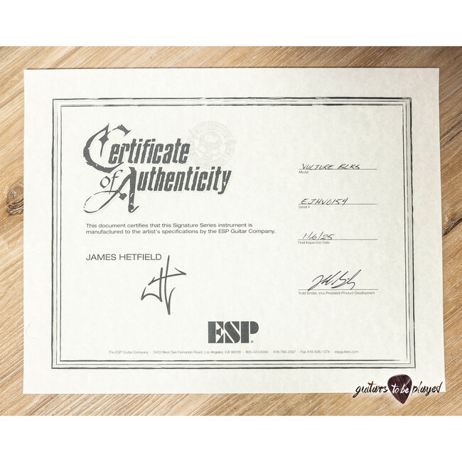 ESP Vulture James Hetfield Signature Custom Shop Guitar w/ Case – Black Satin