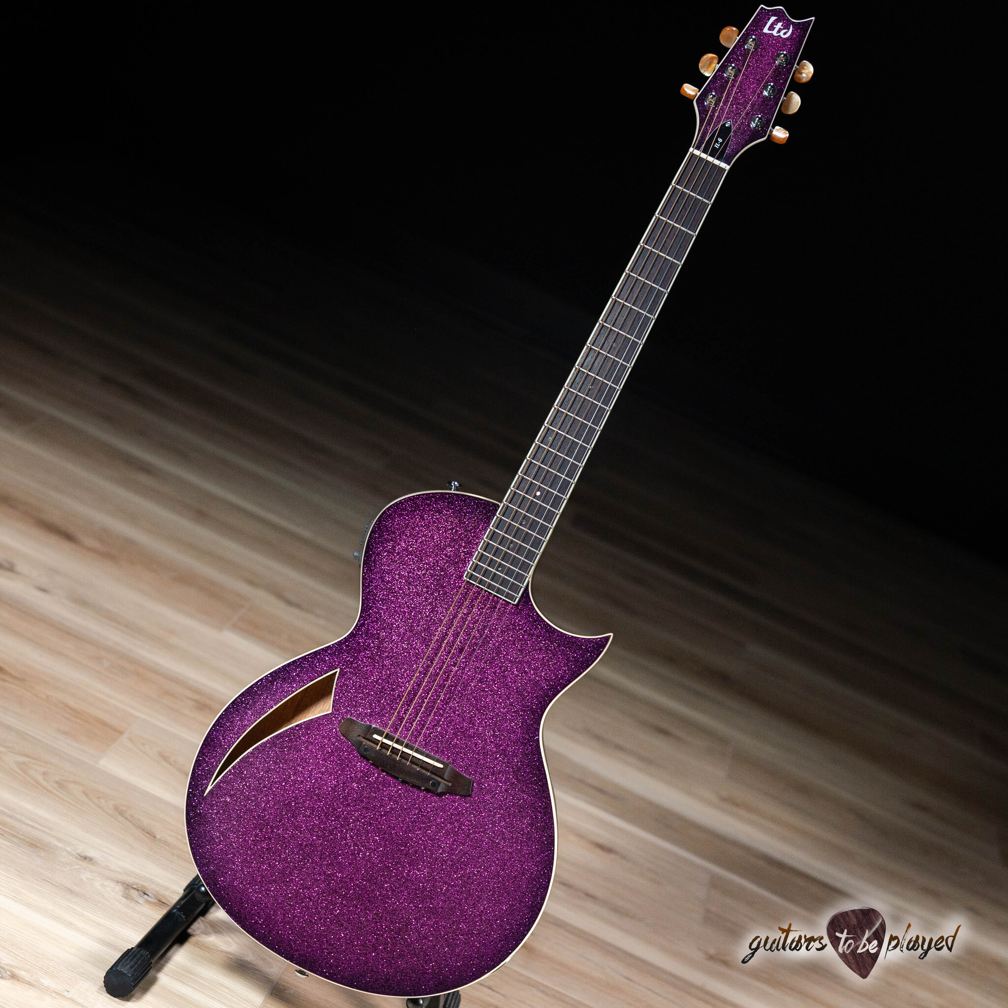 ESP LTD TL-6 Thinline Acoustic/Electric Guitar – Purple Sparkle
