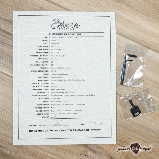 Starr Guitars Tomcat Seymour Duncan P-90 Guitar w/ Case – Seafoam Green