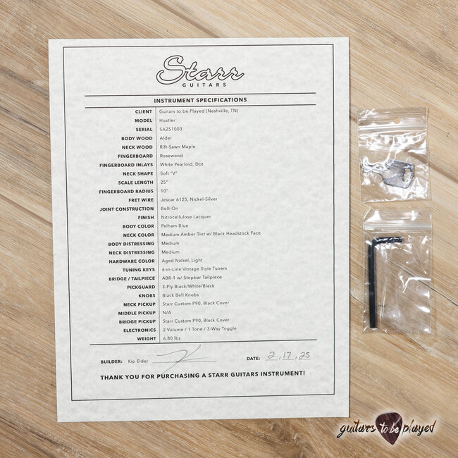 Starr Guitars Hustler P-90 Guitar w/ Case - Pelham Blue