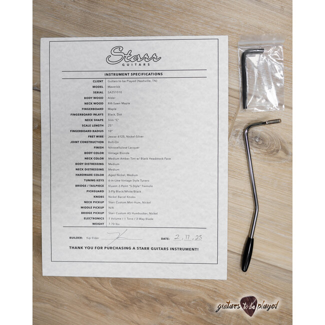 Starr Guitars Maverick Firebird/HB Guitar w/ Gigbag – Vintage Blonde