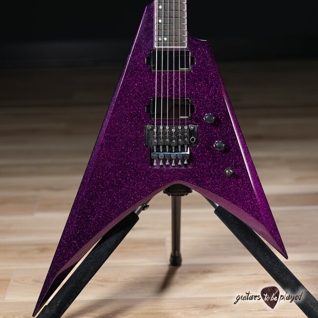 ESP USA V-II FR Floyd Rose Fishman Fluence Guitar w/ Case – Purple Sparkle