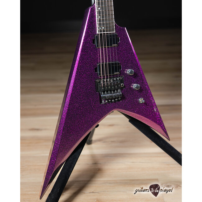 ESP USA V-II FR Floyd Rose Fishman Fluence Guitar w/ Case – Purple Sparkle