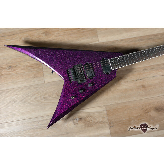 ESP USA V-II FR Floyd Rose Fishman Fluence Guitar w/ Case – Purple Sparkle