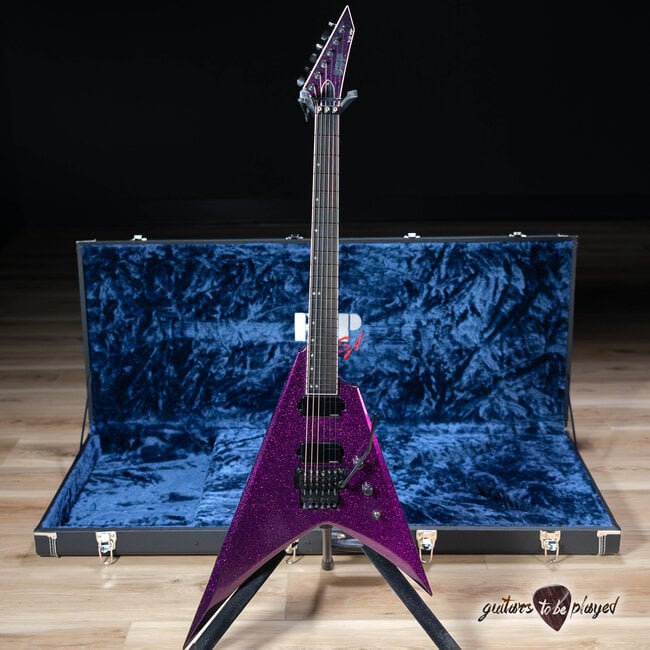 ESP USA V-II FR Floyd Rose Fishman Fluence Guitar w/ Case – Purple Sparkle