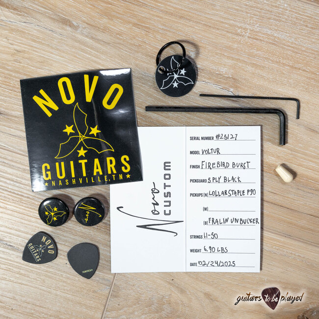 Novo Voltur V2 Pine Body Staple P-90/Humbucker Guitar – Firebird Burst