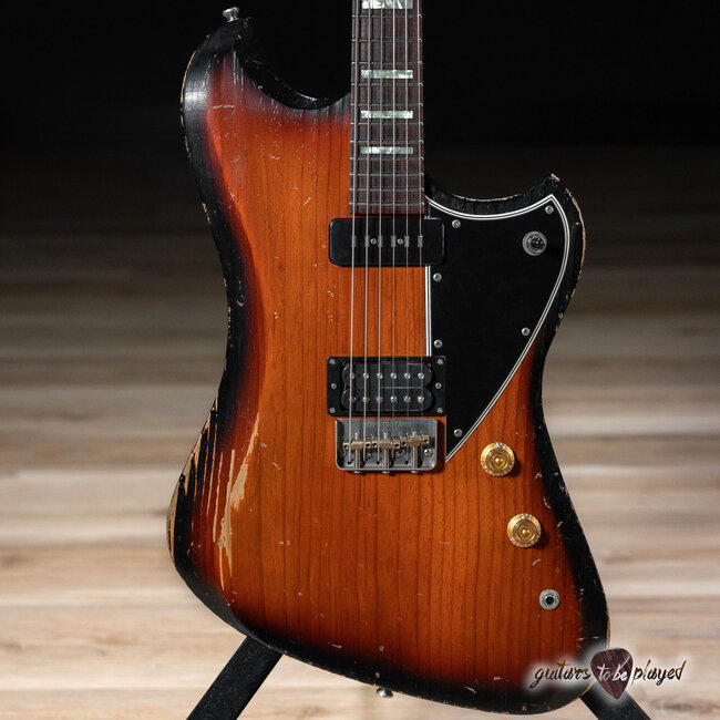 Novo Voltur V2 Pine Body Staple P-90/Humbucker Guitar – Firebird Burst