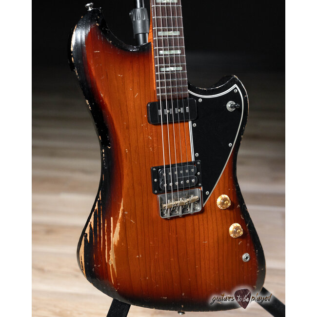 Novo Voltur V2 Pine Body Staple P-90/Humbucker Guitar – Firebird Burst