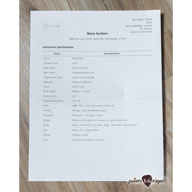 Novo Custom Serus J Baritone Guitar w/ Lollar Mini Broilers – Fiesta Red