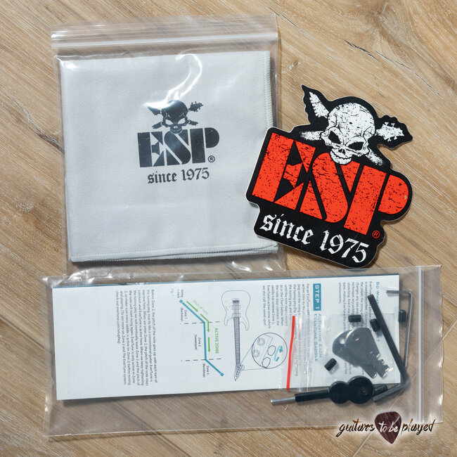 ESP LTD AW-XJ7B Baritone EverTune 7-String w/ Case – Black Open Grain Satin