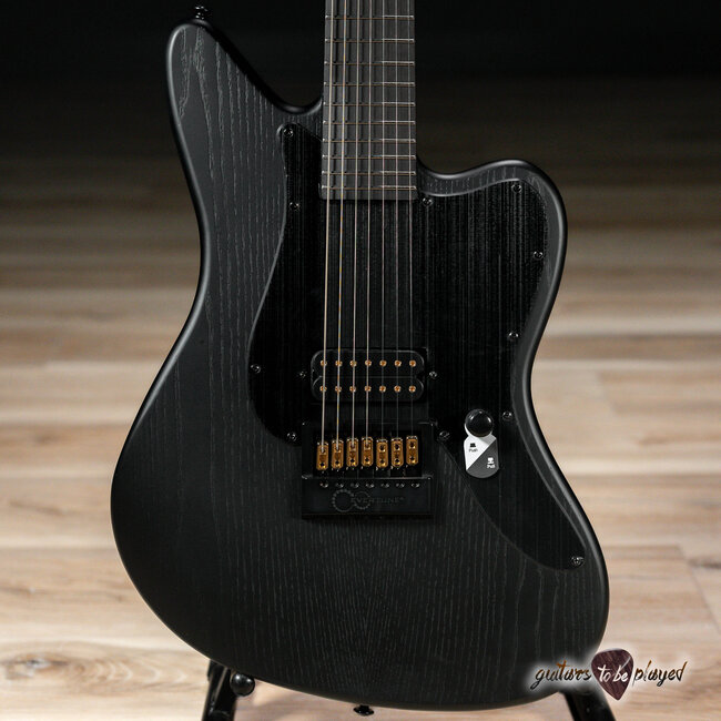 ESP LTD AW-XJ7B Baritone EverTune 7-String w/ Case – Black Open Grain Satin