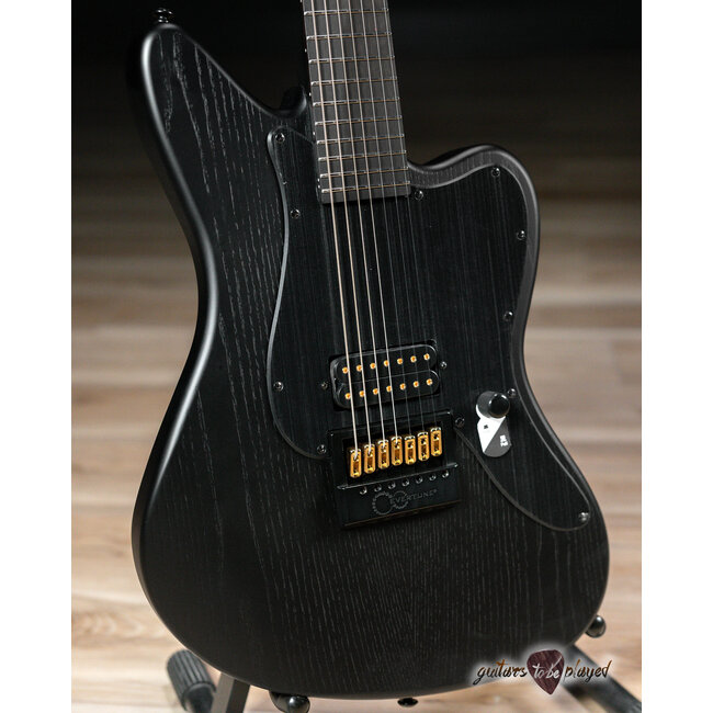 ESP LTD AW-XJ7B Baritone EverTune 7-String w/ Case – Black Open Grain Satin