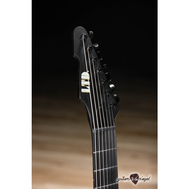 ESP LTD AW-XJ7B Baritone EverTune 7-String w/ Case – Black Open Grain Satin