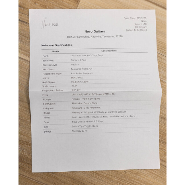 Novo Dealer Limited Nucleus Serus J Guitar – Fiesta Red over ‘64 3-Tone Burst