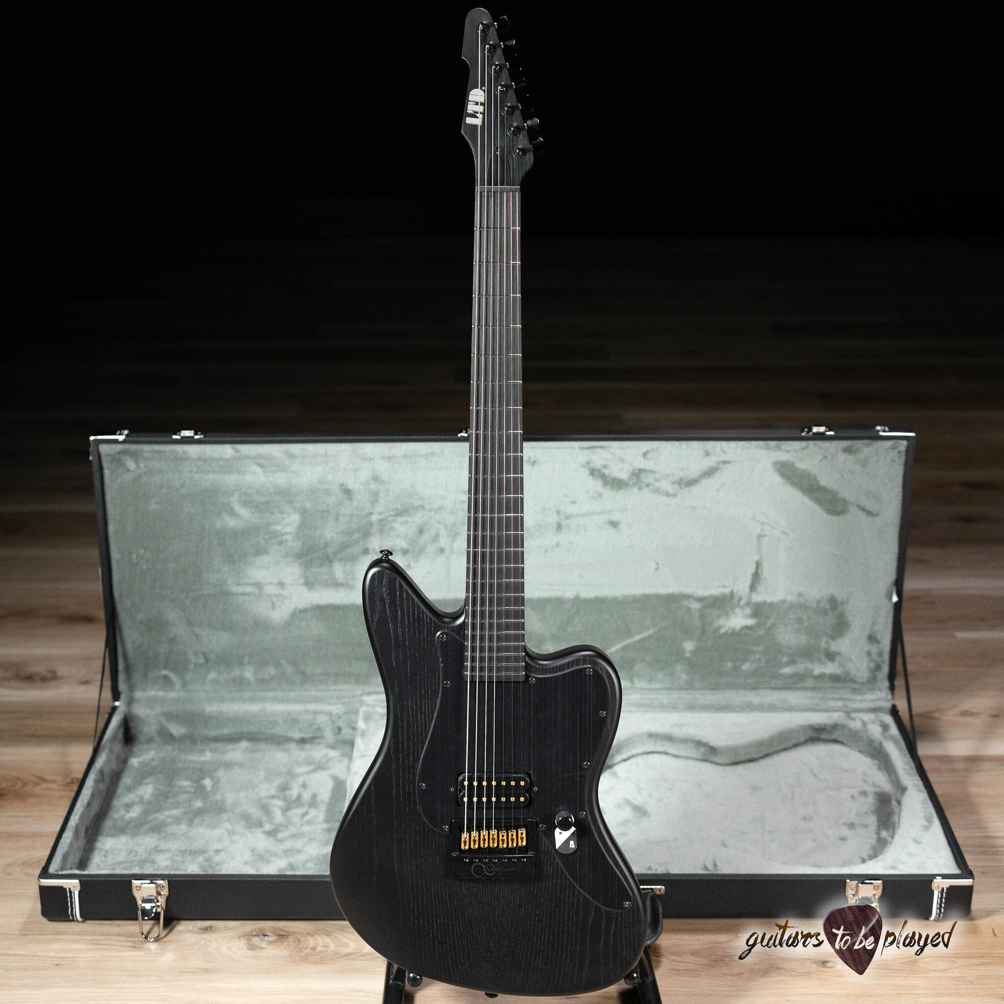 ESP LTD AW-XJ7B Baritone EverTune 7-String – Black Open