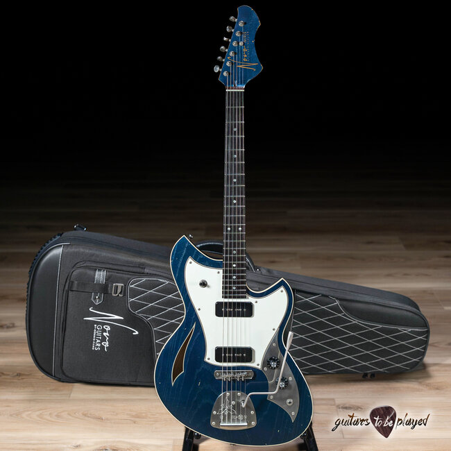 Novo Nucleus Miris J Semi-Hollow Guitar w/ Fralin P-90s – Lake Como Blue