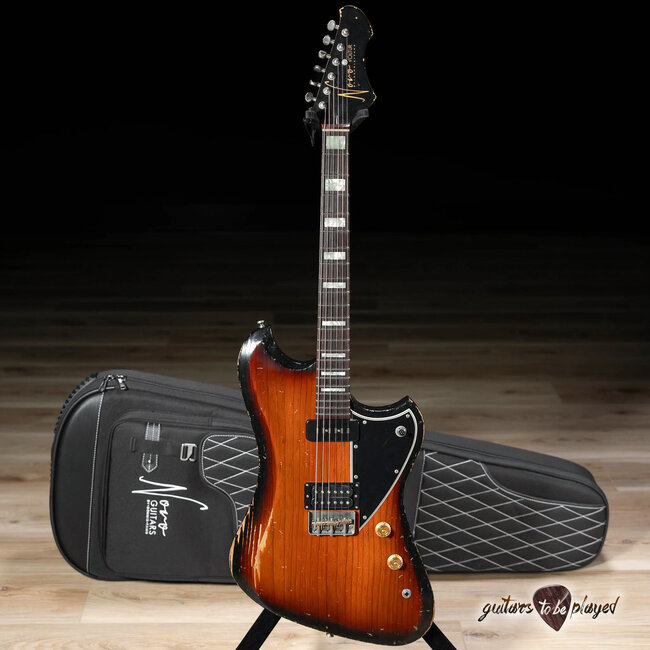 Novo Voltur V2 Pine Body Staple P-90/Humbucker Guitar – Firebird Burst