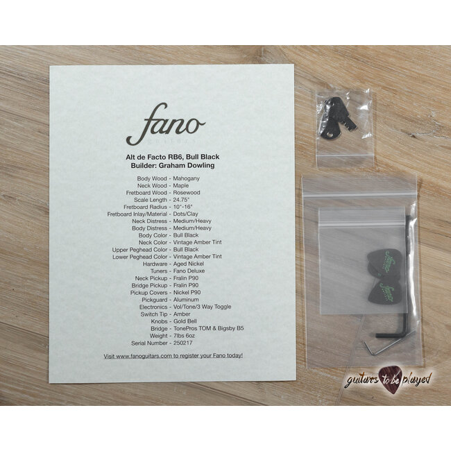 Fano RB6 Alt de Facto Left-Handed P-90 Guitar w/ Bigsby & Case – Bull Black