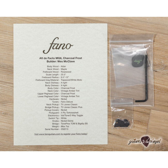 Fano MG6 Alt de Facto TV Jones Classic Bigsby Guitar w/ Case – Charcoal Frost