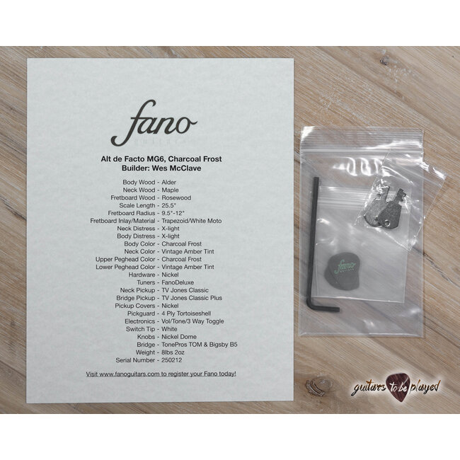 Fano MG6 Alt de Facto Left-Handed TV Jones Bigsby Guitar w/ Case –Charcoal Frost