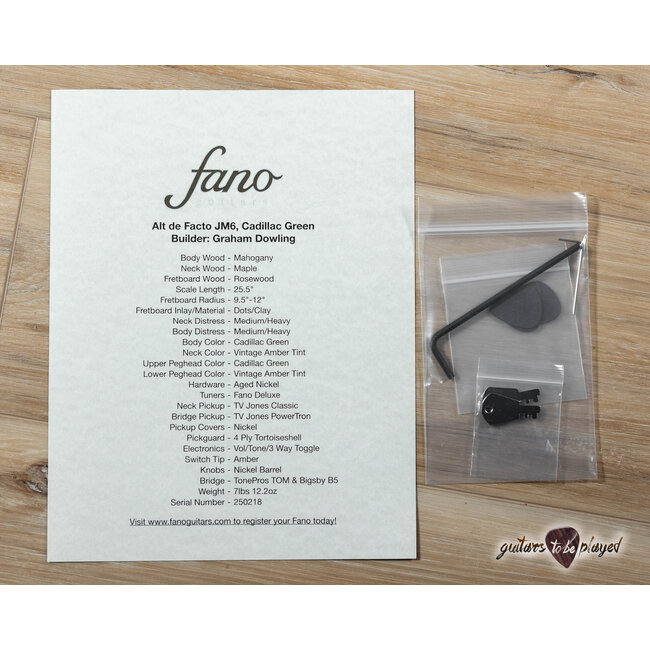 Fano JM6 Alt de Facto TV Jones Classic/PowerTron & Bigsby Guitar –Cadillac Green