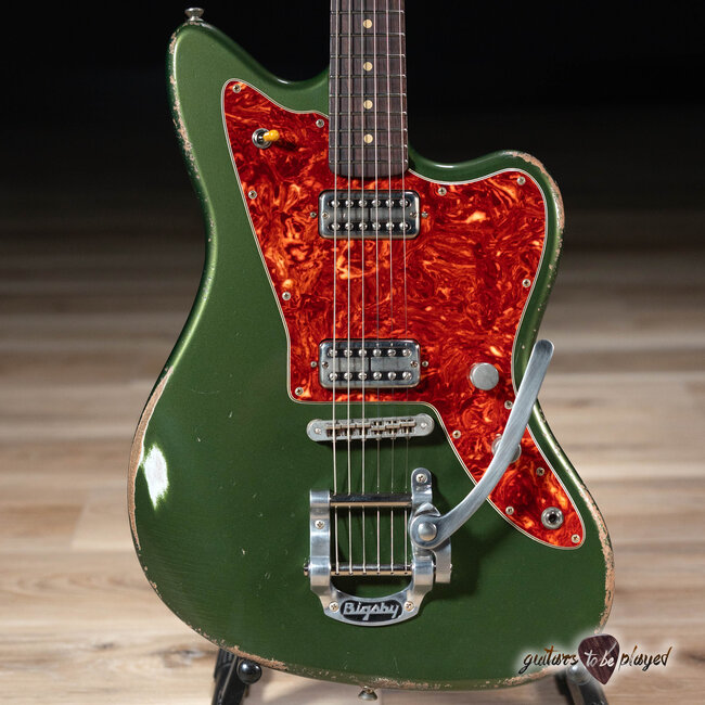 Fano JM6 Alt de Facto TV Jones Classic/PowerTron & Bigsby Guitar –Cadillac Green