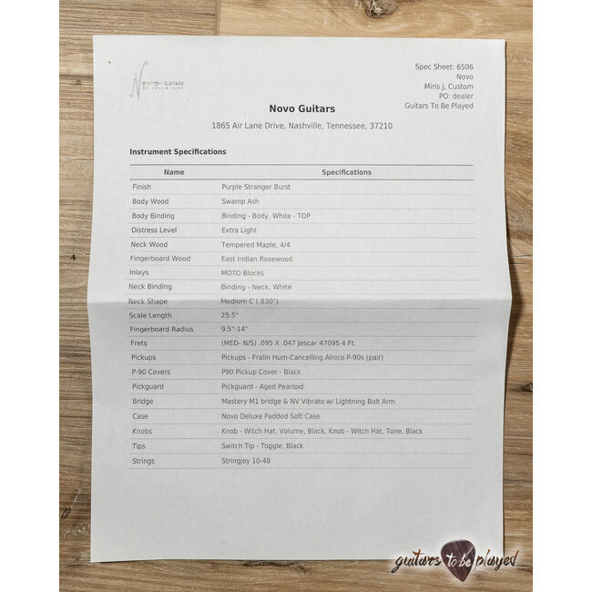 Novo Custom Miris J Semi-Hollow Purple Stranger Burst