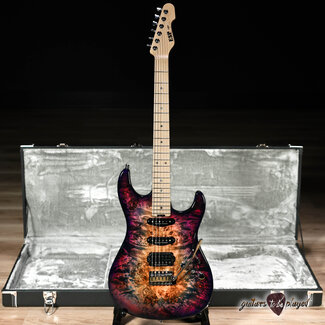 ESP Guitars ESP Japan Original Snapper CTM Poplar Burl Maple Neck – Nebula Pink Purple Burst
