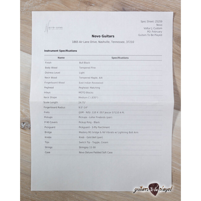 Novo Custom Voltur J w/ Lollar Firebirds (GTBP LTD) – Bull Black