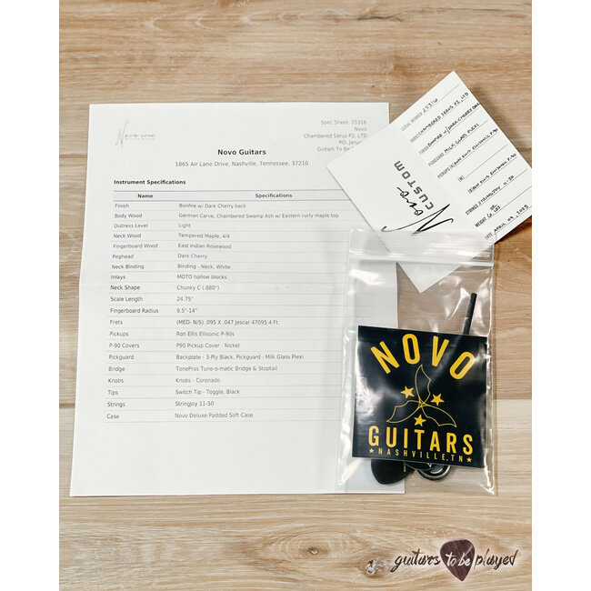 Novo Dealer Limited Serus P2 Chambered Guitar w/ Ellisonic P-90s – Bonfire