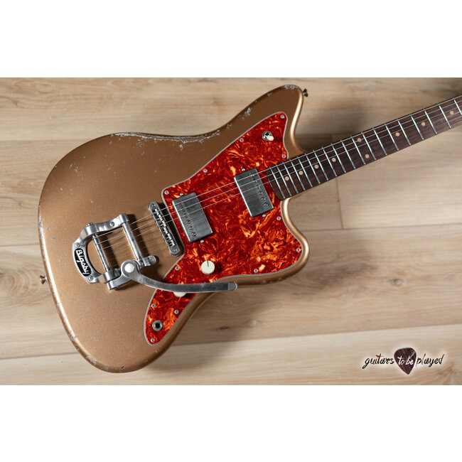 Fano JM6 Alt de Facto Lambertones Crema Guitar w/ Bigsby – Firemist Gold