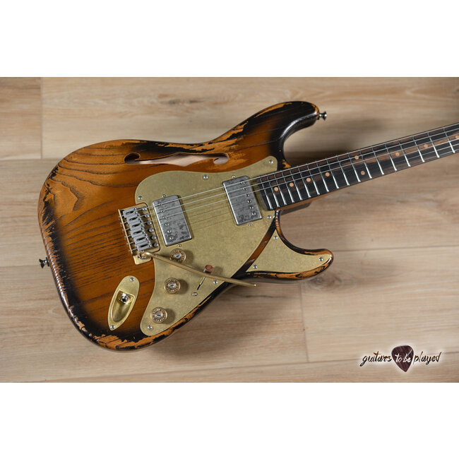 Paoletti Alfa Lounge HH “Stratospheric” Thinline S-Style – Tobacco Burst